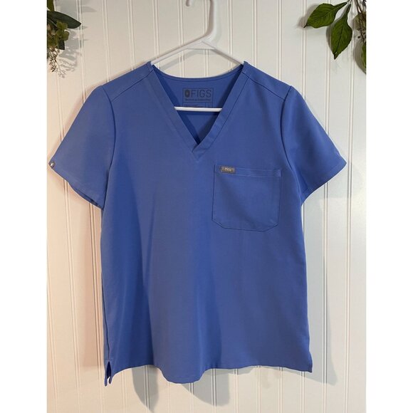 Figs Technical Collection Blue V-Neck Scrub Top S - Picture 1 of 11